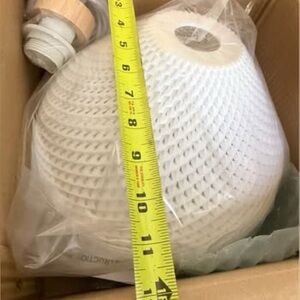 NEW Bohemian Light White Wicker Rattan Hardwire Pendant Light